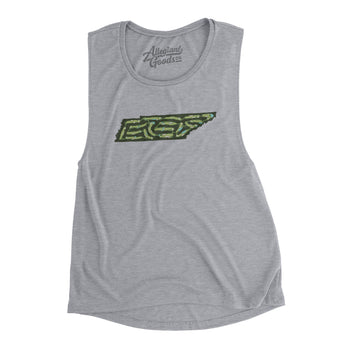 Tennessee Golf Course Map Women's Flowey Scoopneck Muscle Tank-Athletic Heather-Allegiant Goods Co. Vintage Sports Apparel