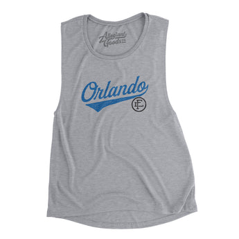 Orlando Vintage Script Women's Flowey Scoopneck Muscle Tank-Athletic Heather-Allegiant Goods Co. Vintage Sports Apparel