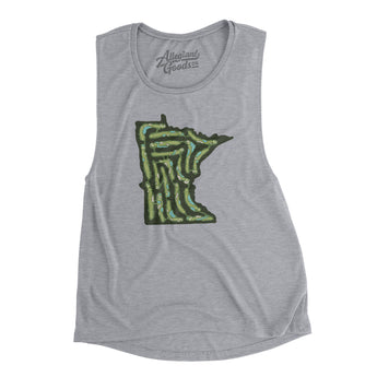 Minnesota Golf Course Women's Flowey Scoopneck Muscle Tank-Athletic Heather-Allegiant Goods Co. Vintage Sports Apparel