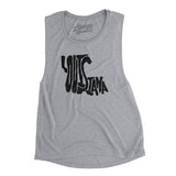 Louisiana State Shape Text Women's Flowey Scoopneck Muscle Tank-Athletic Heather-Allegiant Goods Co. Vintage Sports Apparel