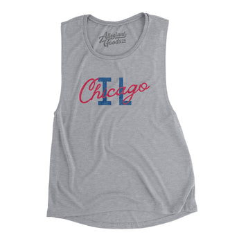 Chicago Illinois Overprinted Women's Flowey Scoopneck Muscle Tank-Allegiant Goods Co. Vintage Sports Apparel