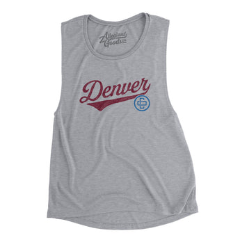 Denver Vintage Script Women's Flowey Scoopneck Muscle Tank-Allegiant Goods Co. Vintage Sports Apparel