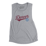Denver Vintage Script Women's Flowey Scoopneck Muscle Tank-Athletic Heather-Allegiant Goods Co. Vintage Sports Apparel