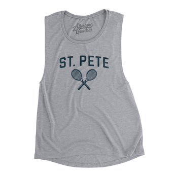 St. Pete Tennis Women's Flowey Scoopneck Muscle Tank-Athletic Heather-Allegiant Goods Co. Vintage Sports Apparel