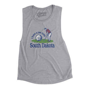 I Have A Tee Time In South Dakota Women's Flowey Scoopneck Muscle Tank-Athletic Heather-Allegiant Goods Co. Vintage Sports Apparel