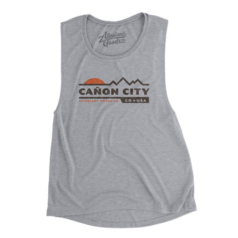 Cañon City Mountain Sunset Women's Flowey Scoopneck Muscle Tank-Athletic Heather-Allegiant Goods Co. Vintage Sports Apparel