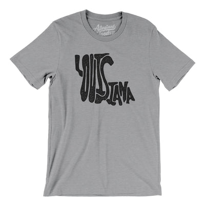 Louisiana State Shape Text Men/Unisex T-Shirt-Athletic Heather-Allegiant Goods Co. Vintage Sports Apparel