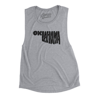 Oklahoma State Shape Text Women's Flowey Scoopneck Muscle Tank-Athletic Heather-Allegiant Goods Co. Vintage Sports Apparel