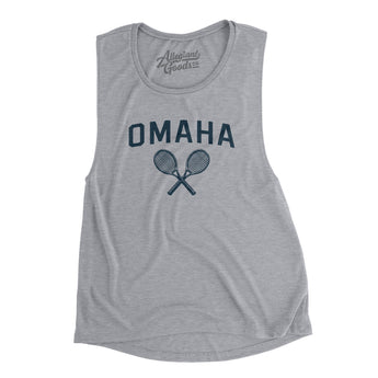 Omaha Tennis Women's Flowey Scoopneck Muscle Tank-Athletic Heather-Allegiant Goods Co. Vintage Sports Apparel