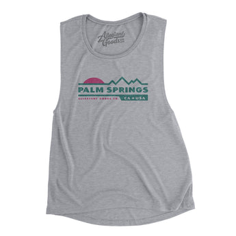 Palm Springs Mountain Sunset Women's Flowey Scoopneck Muscle Tank-Athletic Heather-Allegiant Goods Co. Vintage Sports Apparel
