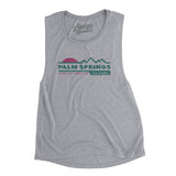 Palm Springs Mountain Sunset Women's Flowey Scoopneck Muscle Tank-Athletic Heather-Allegiant Goods Co. Vintage Sports Apparel