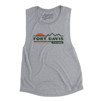 Fort Davis Mountain Sunset Women's Flowey Scoopneck Muscle Tank-Athletic Heather-Allegiant Goods Co. Vintage Sports Apparel
