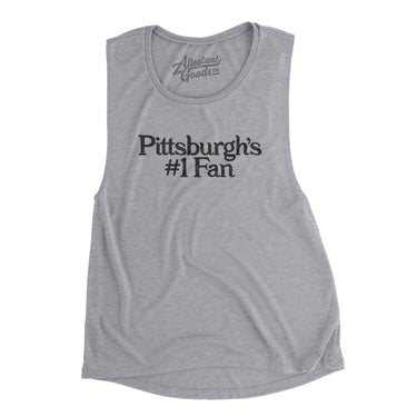 Pittsburgh's Number 1 Fan Women's Flowey Scoopneck Muscle Tank-Athletic Heather-Allegiant Goods Co. Vintage Sports Apparel