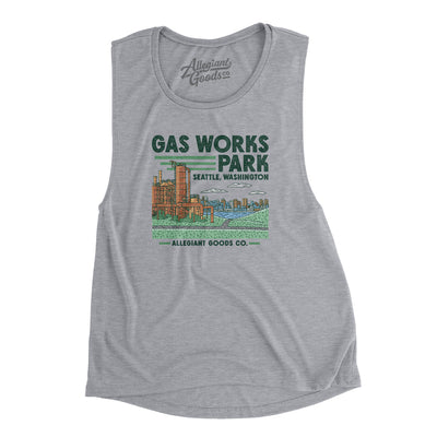 Gas Works Park Women's Flowey Scoopneck Muscle Tank-Athletic Heather-Allegiant Goods Co. Vintage Sports Apparel
