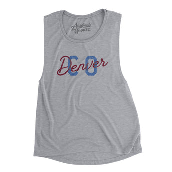 Denver Co Overprinted Women's Flowey Scoopneck Muscle Tank-Allegiant Goods Co. Vintage Sports Apparel