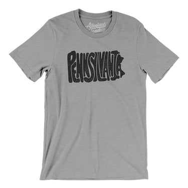 Pennsylvania State Shape Text Men/Unisex T-Shirt-Allegiant Goods Co. Vintage Sports Apparel