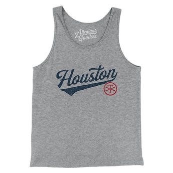 Houston Vintage Script Men/Unisex Tank Top-Athletic Heather-Allegiant Goods Co. Vintage Sports Apparel
