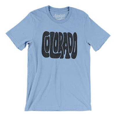 Colorado State Shape Text Men/Unisex T-Shirt-Baby Blue-Allegiant Goods Co. Vintage Sports Apparel