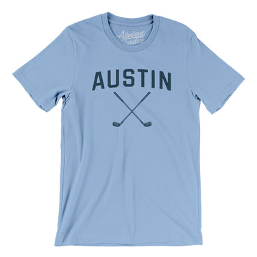 Austin Golf Men/Unisex T-Shirt-Baby Blue-Allegiant Goods Co. Vintage Sports Apparel