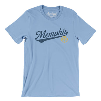 Memphis Vintage Script Men/Unisex T-Shirt-Baby Blue-Allegiant Goods Co. Vintage Sports Apparel