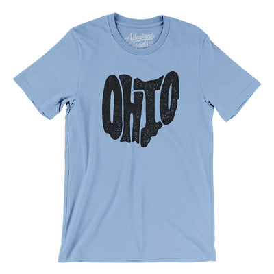 Ohio State Shape Text Men/Unisex T-Shirt-Baby Blue-Allegiant Goods Co. Vintage Sports Apparel