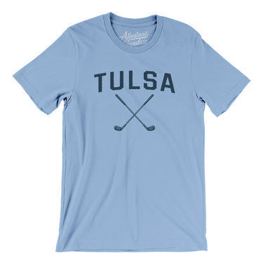 Tulsa Golf Men/Unisex T-Shirt-Baby Blue-Allegiant Goods Co. Vintage Sports Apparel