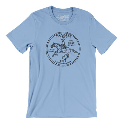 Delaware State Quarter Men/Unisex T-Shirt-Baby Blue-Allegiant Goods Co. Vintage Sports Apparel