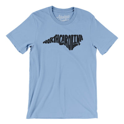 North Carolina State Shape Text Men/Unisex T-Shirt-Baby Blue-Allegiant Goods Co. Vintage Sports Apparel