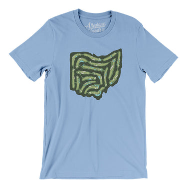 Ohio Golf Course Map Men/Unisex T-Shirt-Baby Blue-Allegiant Goods Co. Vintage Sports Apparel