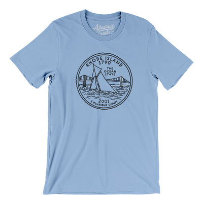 Rhode Island State Quarter Men/Unisex T-Shirt-Baby Blue-Allegiant Goods Co. Vintage Sports Apparel