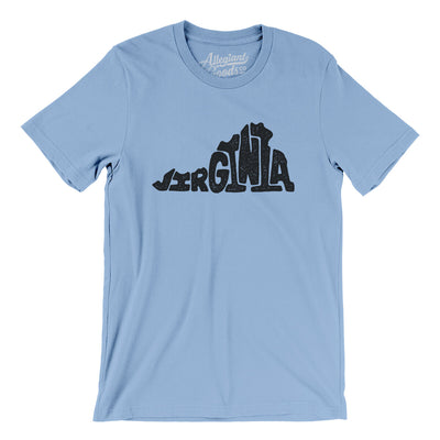 Virginia State Shape Text Men/Unisex T-Shirt-Baby Blue-Allegiant Goods Co. Vintage Sports Apparel