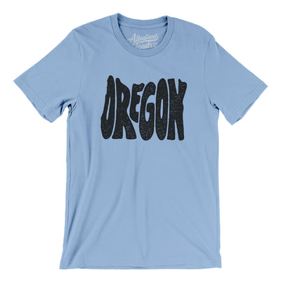 Oregon State Shape Text Men/Unisex T-Shirt-Baby Blue-Allegiant Goods Co. Vintage Sports Apparel