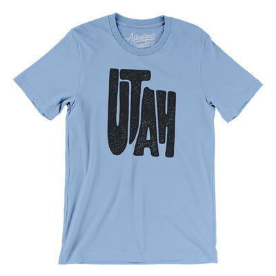 Utah State Shape Text Men/Unisex T-Shirt-Baby Blue-Allegiant Goods Co. Vintage Sports Apparel