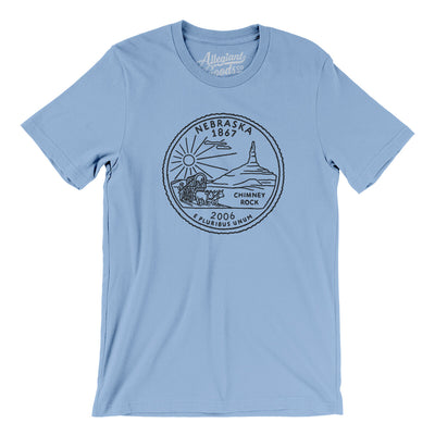 Nebraska State Quarter Men/Unisex T-Shirt-Baby Blue-Allegiant Goods Co. Vintage Sports Apparel