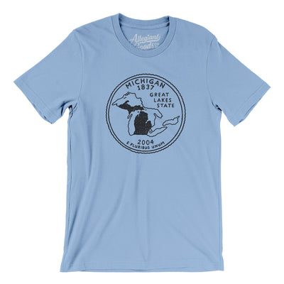 Michigan State Quarter Men/Unisex T-Shirt-Baby Blue-Allegiant Goods Co. Vintage Sports Apparel