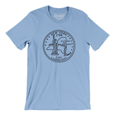 New York State Quarter Men/Unisex T-Shirt-Baby Blue-Allegiant Goods Co. Vintage Sports Apparel