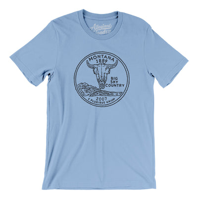 Montana State Quarter Men/Unisex T-Shirt-Baby Blue-Allegiant Goods Co. Vintage Sports Apparel