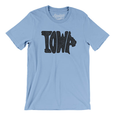 Iowa State Shape Text Men/Unisex T-Shirt-Baby Blue-Allegiant Goods Co. Vintage Sports Apparel