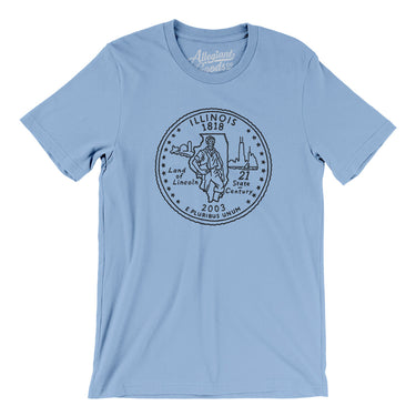 Illinois State Quarter Men/Unisex T-Shirt-Baby Blue-Allegiant Goods Co. Vintage Sports Apparel
