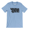 Montana State Shape Text Men/Unisex T-Shirt-Baby Blue-Allegiant Goods Co. Vintage Sports Apparel