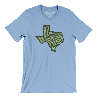 Texas Golf Course Map Men/Unisex T-Shirt-Baby Blue-Allegiant Goods Co. Vintage Sports Apparel