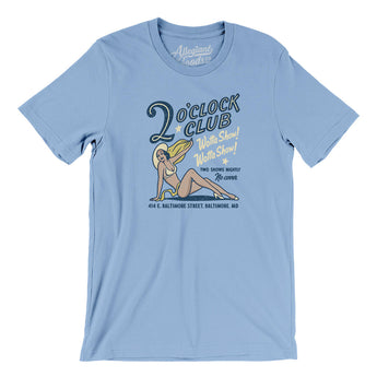 2 O'clock Club Baltimore Men/Unisex T-Shirt-Baby Blue-Allegiant Goods Co. Vintage Sports Apparel