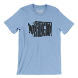 Washington State Shape Text Men/Unisex T-Shirt-Baby Blue-Allegiant Goods Co. Vintage Sports Apparel