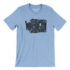 Washington State Shape Text Men/Unisex T-Shirt-Baby Blue-Allegiant Goods Co. Vintage Sports Apparel