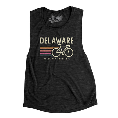 Delaware Cycling Women's Flowey Scoopneck Muscle Tank-Black Slub-Allegiant Goods Co. Vintage Sports Apparel
