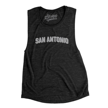 San Antonio Varsity Women's Flowey Scoopneck Muscle Tank-Black Slub-Allegiant Goods Co. Vintage Sports Apparel