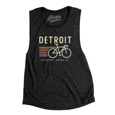 Detroit Cycling Women's Flowey Scoopneck Muscle Tank-Black Slub-Allegiant Goods Co. Vintage Sports Apparel