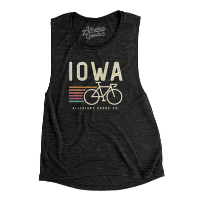 Iowa Cycling Women's Flowey Scoopneck Muscle Tank-Black Slub-Allegiant Goods Co. Vintage Sports Apparel