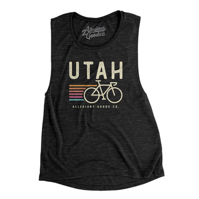 Utah Cycling Women's Flowey Scoopneck Muscle Tank-Black Slub-Allegiant Goods Co. Vintage Sports Apparel