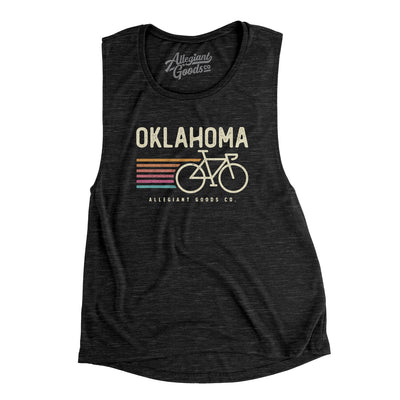 Oklahoma Cycling Women's Flowey Scoopneck Muscle Tank-Black Slub-Allegiant Goods Co. Vintage Sports Apparel